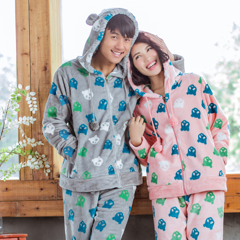 2015 cartoon song Riel thicker long sleeved flannel pajamas men and women couple home service package