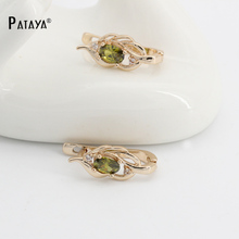 Natural Olive green Earrings Gold 585 Plated Cubic Zircon Fine Jewelry brincos longos Accessories Vintage Olive green Earrings