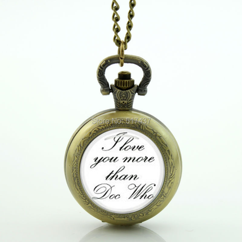 WT-00281 I love you more than doctor who pocket watch necklace