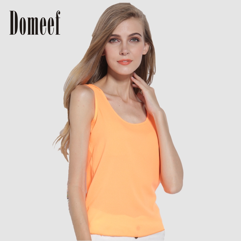 Summer Women Popular O-Neck Chiffon Sleeveless Un...