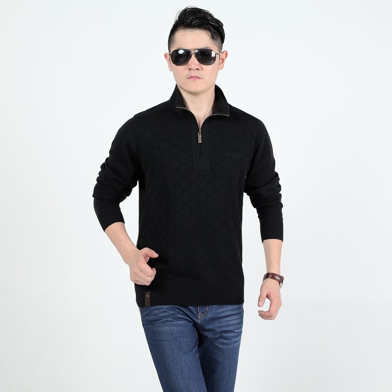 AFS JEEP Autumn Spring Men Cotton Knitted Loose Sweaters 2015 Stand Collar Casual Plus Size Pullover High Quality Sweatershirts (6)
