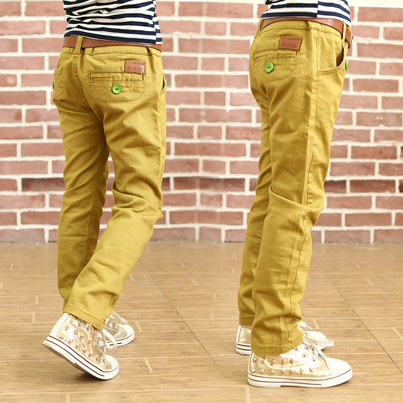 2016 Fashion casual pants solid color loose pants autumn boys 100 cotton trousers for kids straight