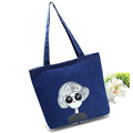 Fashion Jean Cowboy Design Durable Cotton Dinem Women Handbag Cartoon Printing Female Shoulder Bag Portable Women