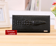 Fashion Alligators Genuine Leather ladies long section clutch wallet card holders wallets for women brand quality