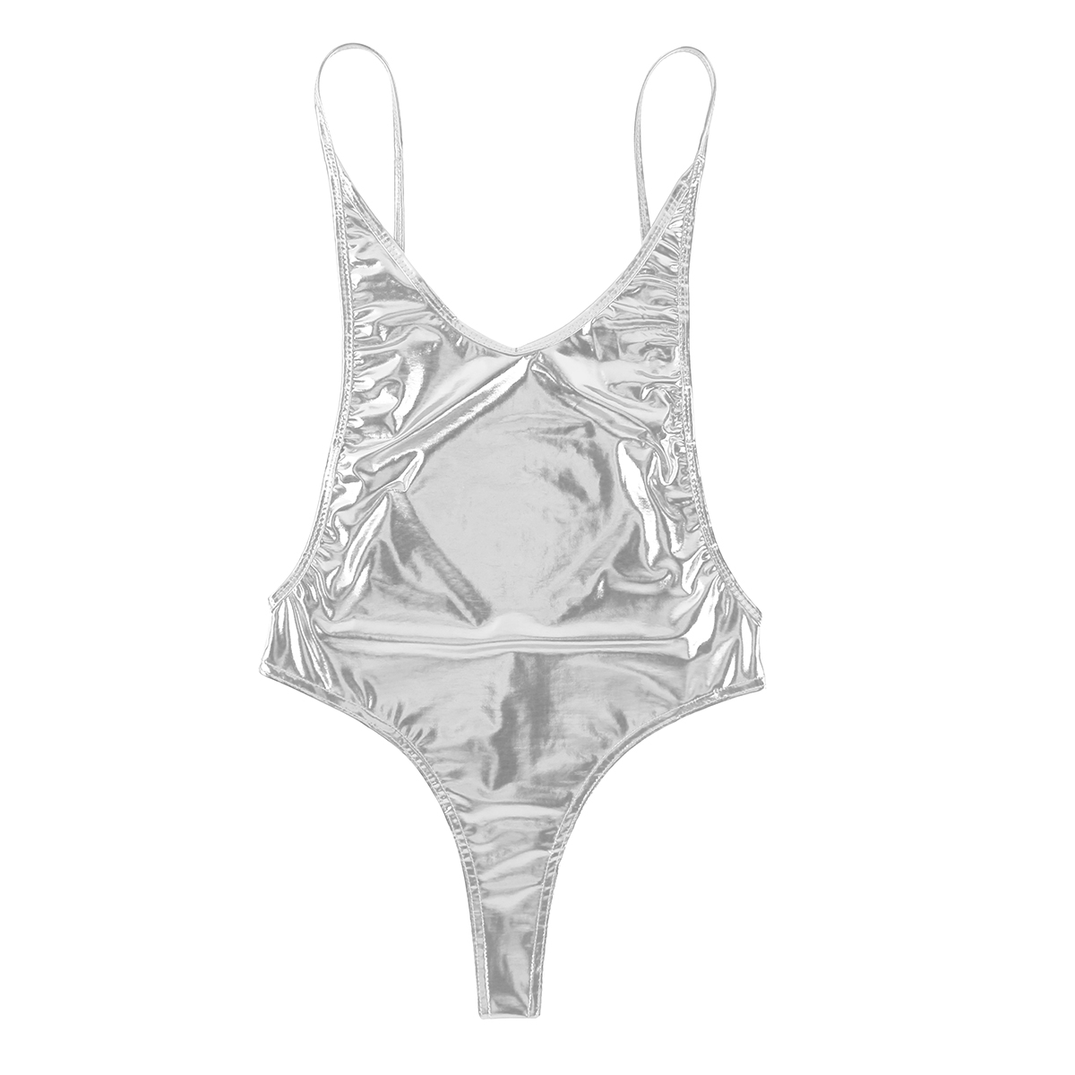 Women Sexy Bodysuit One Piece Swimsuit Thong Sleeveless Patent Leather