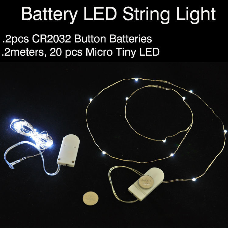 10pcs/lot CR2032 Button Cell Battery Operated 7ft 20LED Micro LED String Light,Waterproof Led ...