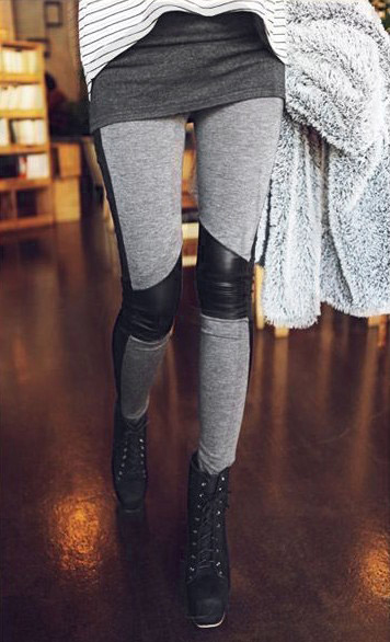 New Arrival Sexy Women Lady Stitching Print Leggings Jeggings Pencil Pants free shipping