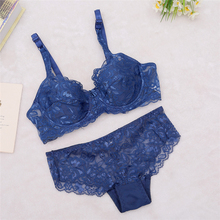 Plus Size Women Bra Set 2016 Hot Sale Sexy Lace Push Up Padded Bras Bra Sets Floral Underwire Bras Underwear Women Lingerie NY50
