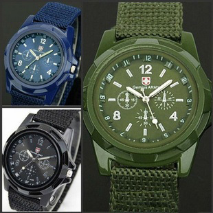 2015 New Brand Ge mius Military Quartz Army Watch Canvas Strap Fabric Watch Men Outdoor Sport