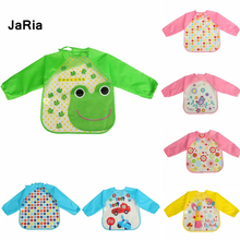 Childern Feeding Bibs Waterproof Toddler Baby Long Sleeve Colorful Point Car Birds Flowers Cartoon Kids Saliva Smock Burp Apron1