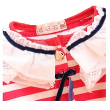 Free shipping 2014 New Autumn Children Clothes for 24 Month Baby Girls Striped Cotton Long Sleeved