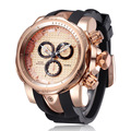 2016 Golden Luxury Watch Rubber Sports Watch Fashion Casual Quartz Men Wristwatch Clock Hours saat Relogio