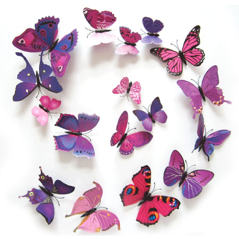 EA14 12PCS 3D PVC Magnet Butterflies DIY Wall Sticker Home Decor Free Shipping