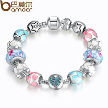 Aliexpress 925 Silver Coronary heart Begin Crystals “LOVE” Colourful Woman Murano Beads Bracelet for New Yr Reward PA1871