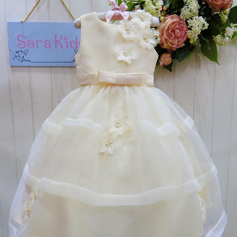Wholesale girls sleeveless knee-lenght dress girls party ball gown dress flower dress SIZE:6-9-12-18-24-36 2015888-5