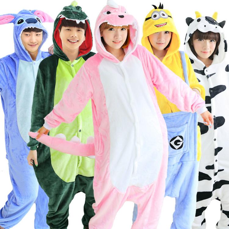 2016 New 22 Styles Flannel Anime Pijama Cartoon Cosplay Warm Hood Onesies Sleepwear Adult Unisex Homewear