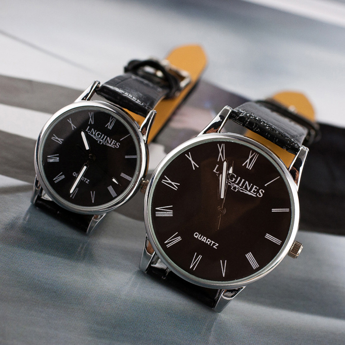 New 2015 Fashion Leather Lovers Watch Wristwatches Brand Geneva Dress Watches Women Men Wristwatch