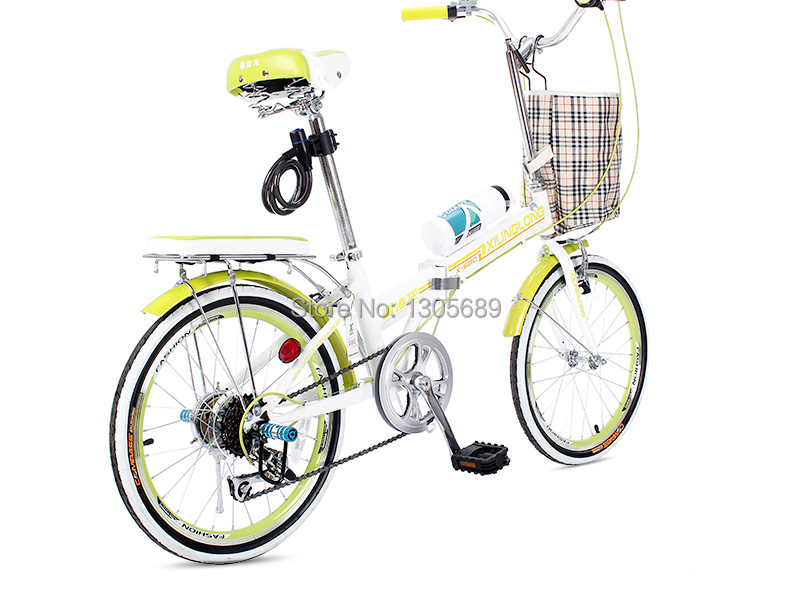 Outdoor sporting women bicycle folding bike speed change mini bike yellow women on sales 55 length