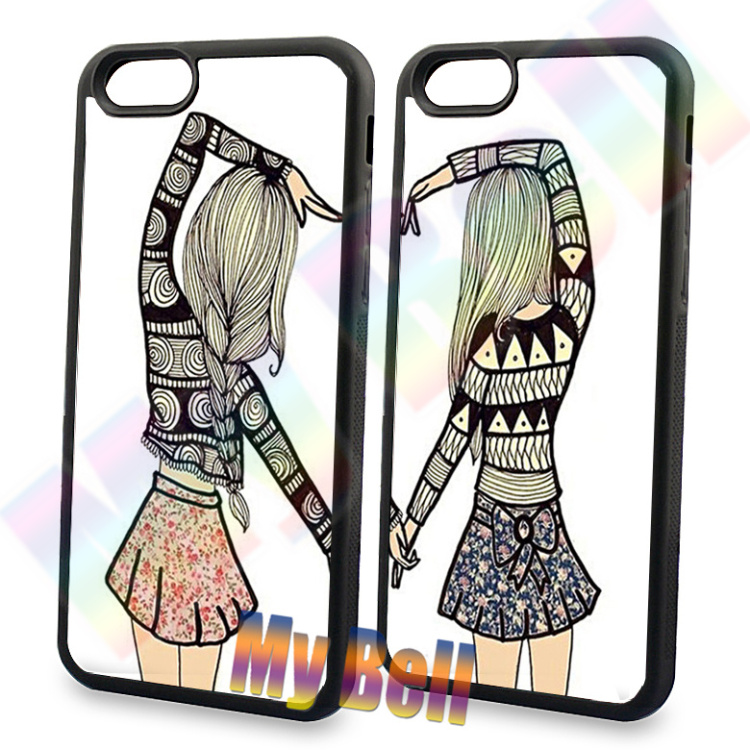 2pcs/lot cute BFF best friends heart matching hard skin mobile phone