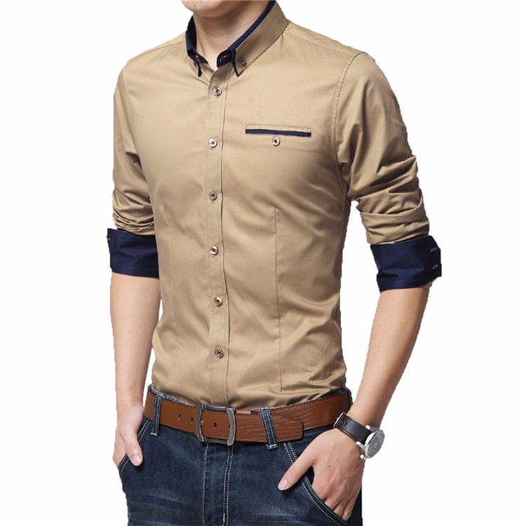 Long Sleeve Men Dress Shirt Solid Color Plus Size M-5XL High Quality Men\'s Formal Shirts Slim Fit 2016 Spring Fashion 4