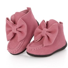 2015 Autumn Spring Girl s Bowknot Boots Flat Children Princess Shoes Rubber Bottom Fashion Kids Casual