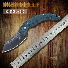 Bastinelli knife D2 steel blade with micarta handle Folding KnifeTactical outdoor survival utility pocket Knives free