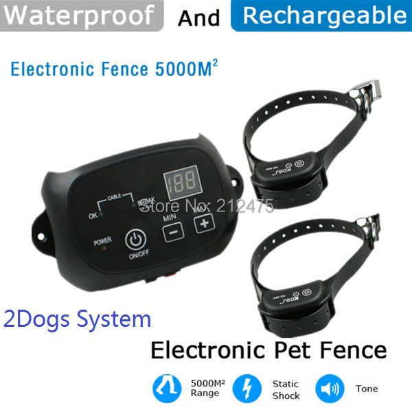 Free Shipping Pet In-ground Outdoor Electronic Shock Dog Fence System Waterproof and Rechargeable for 2 Dogs KD660