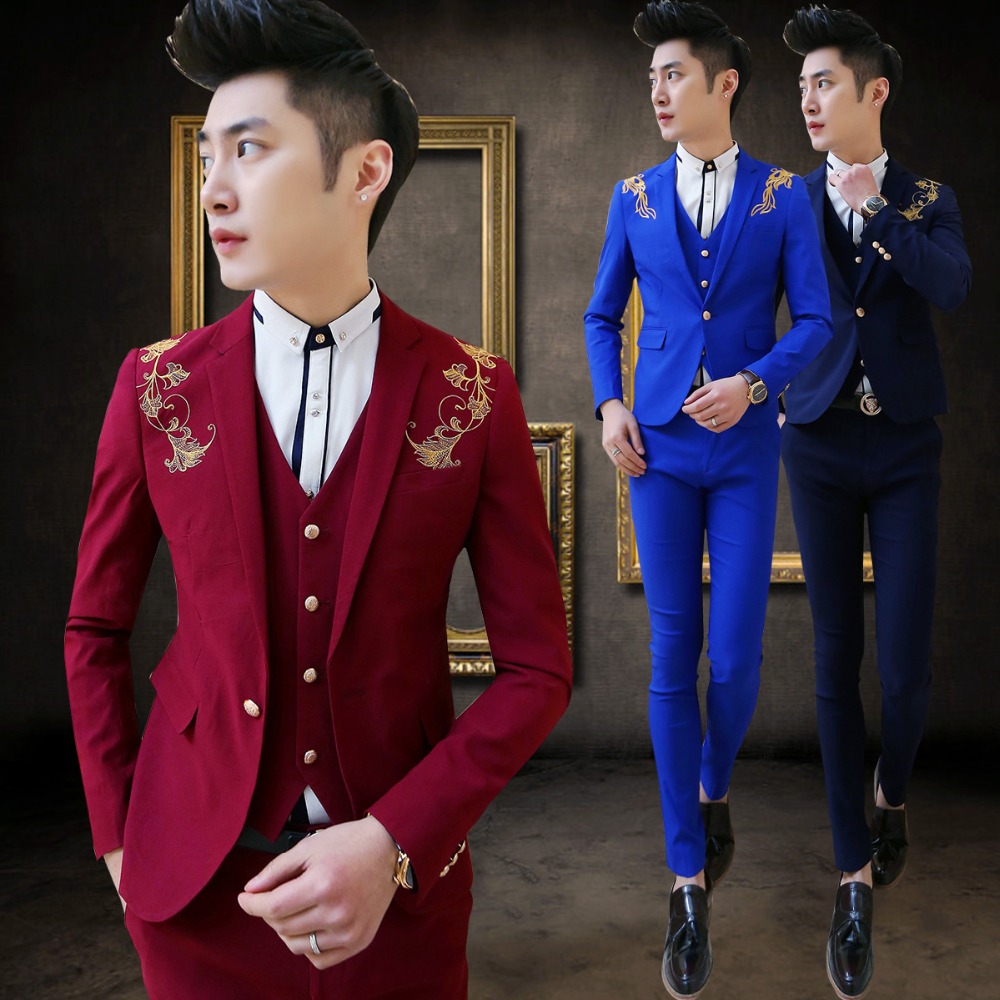 Men's suits groom wedding dress fitting body section three-piece men's business suits career suits M17