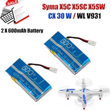 2pcs 600mah drone Li-po battery Cheerso CX30W x5c x5c-1 x5sc x5sw rc quadcopter upgrade parts 3.7V 25C 600mah Fochutech Battery