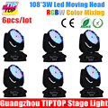Black Cover 6Pcs Lot 108Pcs 3W RGBW Led Moving Head Wash Light Hot Sell Led Moving