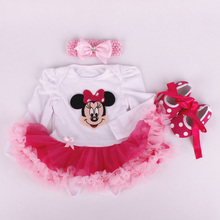 Newborn Cotton Baby Romper Casual Long Sleeve Baby Clothing Headbands Dress Shoes 3 pieces a set