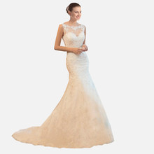 Long Mermaid Wedding Dresses 2016 Sexy Open Back Lace Vestido De Noiva Robe De Mariee Summer
