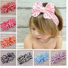 1pc Cute Baby Kids Striped Bow Knot Toddler Hair Band Elastic Headband Headwear Head Accessories 7 Colors