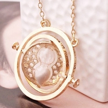 2015 New Fashion Gold Time Turner Pendant Necklace Hermione Granger Rotating Spins Hourglass Jewelry Hot Sale