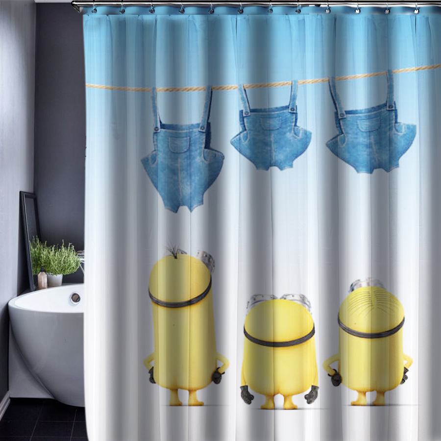 Minions Shower Curtain Pattern Customized Shower Curtain Waterproof Bathroom Fabric 165x180cm Shower Curtain For Bathroom