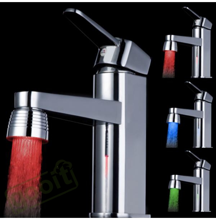 Temperature Sensor 3 Color Water Tap Faucet RGB Glow Shower Colorful LED Light with adapter