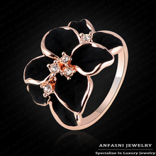 Top Quality White Enamel Ring 18K Rose Gold Plated Flower Ring Made With Genuine SWA Stellux