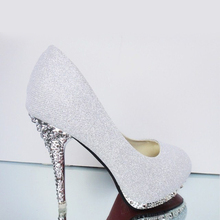 2016 Glitter Wedding Shoes Bridal Evening Party Crystal Red Bottom High Heels Women Shoes Sexy Women