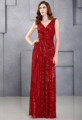 Red Evening Dress Kate Kasin Luxury Gold Sequin Long Dress Black Sexy V Neck Formal Gowns
