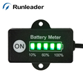 2pcs lot Runleader BI005 Motocross Battery Gauge 5LED battery meter battery indicator 12 24V for