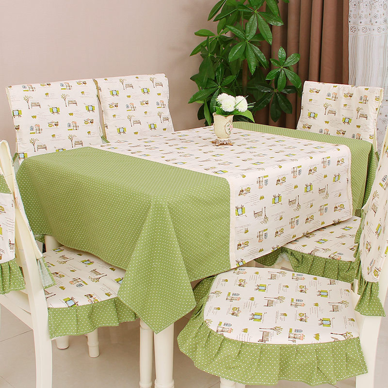 Modern Pastoral Printed Dining Table Cloth Rectangle Dining Table Chair