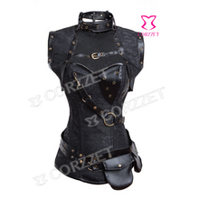 New Women Black Gothic Steampunk Corset Sexy Overbust Corsage Steel Boned Corsets And Bustiers Waist Training Corpete Corselet