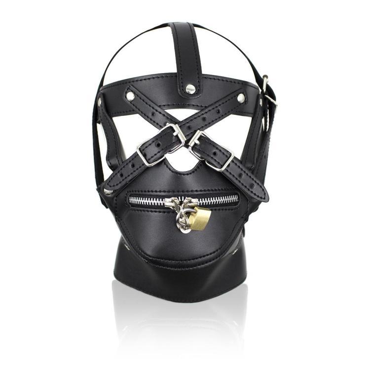 Free Shpping! pu leather head mask slave sex toys for men adult sex product for gay N-20