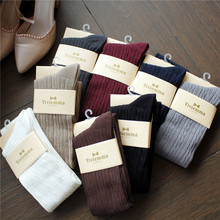 8 solid color thigh high Over Knee high quality cotton jacquard weave autumn winter spiral pattern ladies women brand stocking