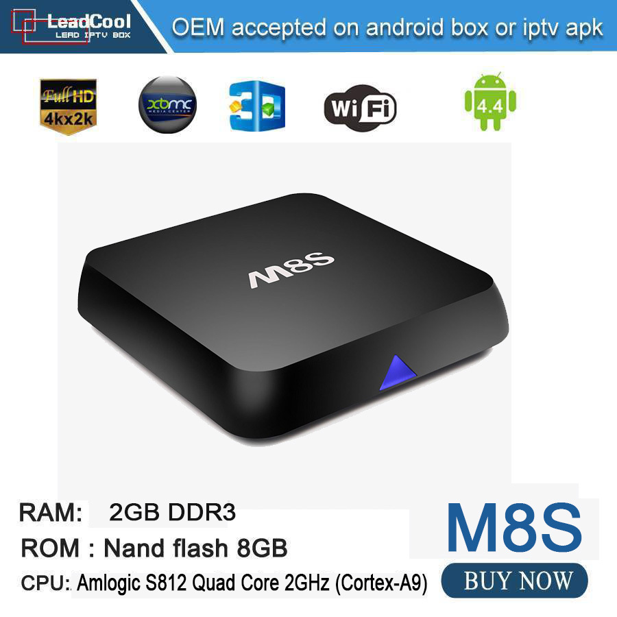 2pcs M8S Android TV Box 2G/8G Dual band 2.4G/5G wifi Android 4.4 Amlogic S812 Chip 4K XBMC Full HD Smart tv Media Player M8S