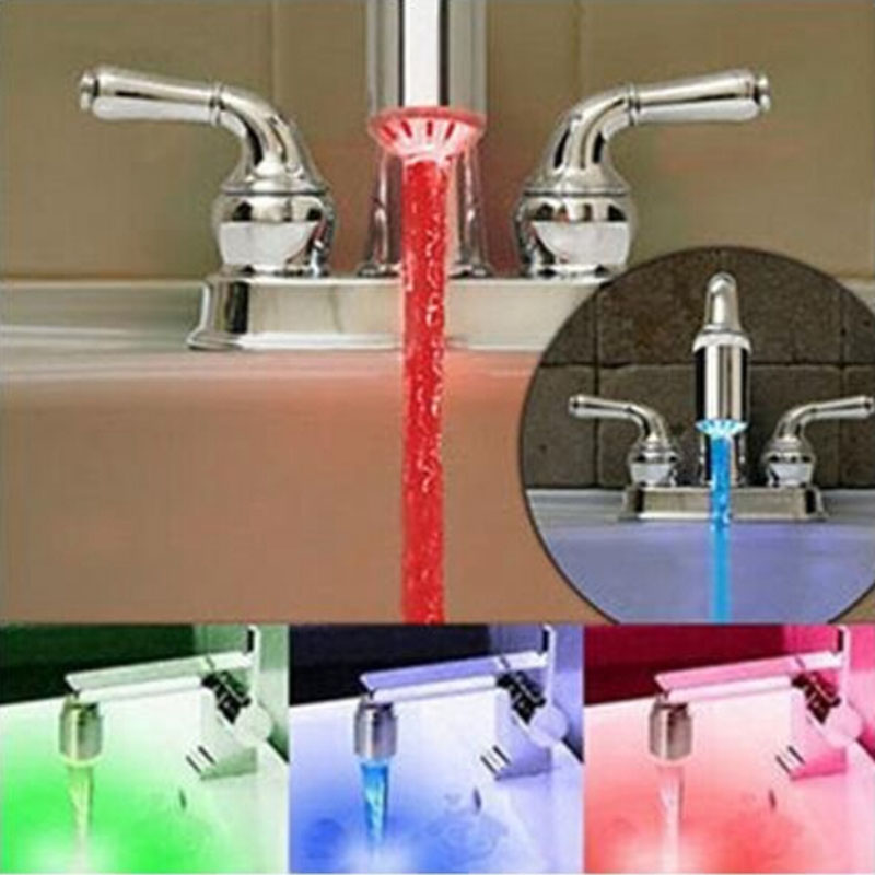 3Colors New LED Light Change Faucet Shower Water Tap Temperature Sensor No Battery Bathroom product accessories torneira cozinha