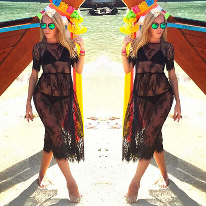 long black lace cover up