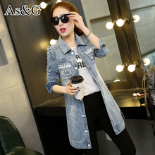 2016 Women Letter Printed Jean Jacket Spring Autumn Jeans Wear Elegant Denim Single Breasted Female Slim Ladies Vintage Coat