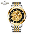 SOLLEN male table Men s Tourbillon luminous automatic mechanical watch steel belt waterproof watch Multifunction Wristwatches