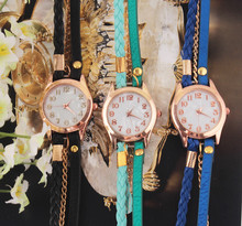 New Fashion Retro Vintage Colorful Multilayer Faux Leather Strap Band Wrap Women Bracelet Quartz Wrist Watch